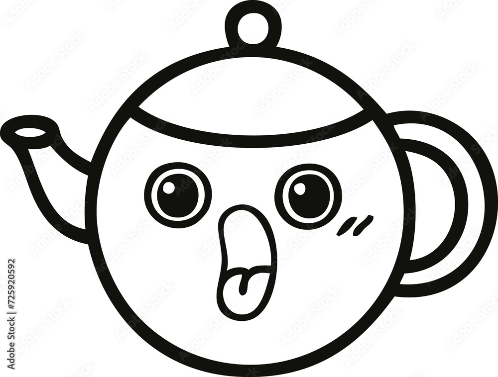 Obraz premium line drawing cartoon tea pot