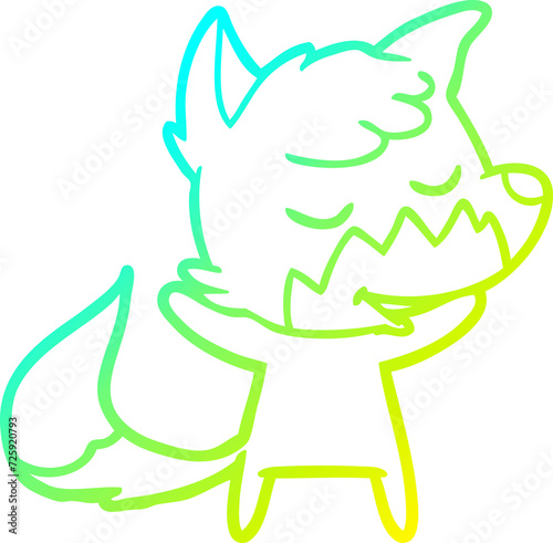 cold gradient line drawing friendly cartoon fox