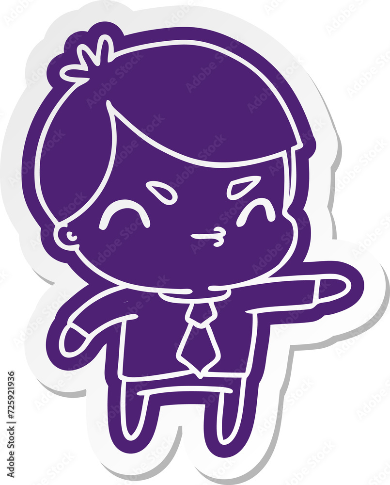 cartoon sticker of a kawaii cute boy cartoon sticker of a kawaii cute boy