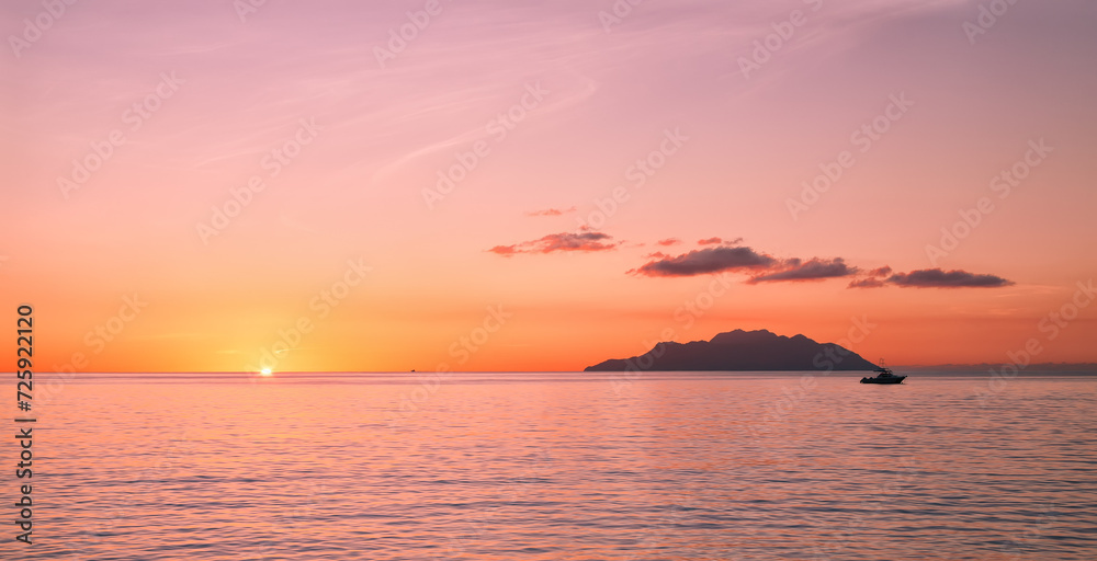 Island Silhouette, Island Mahe, Republic of Seychelles, Africa.