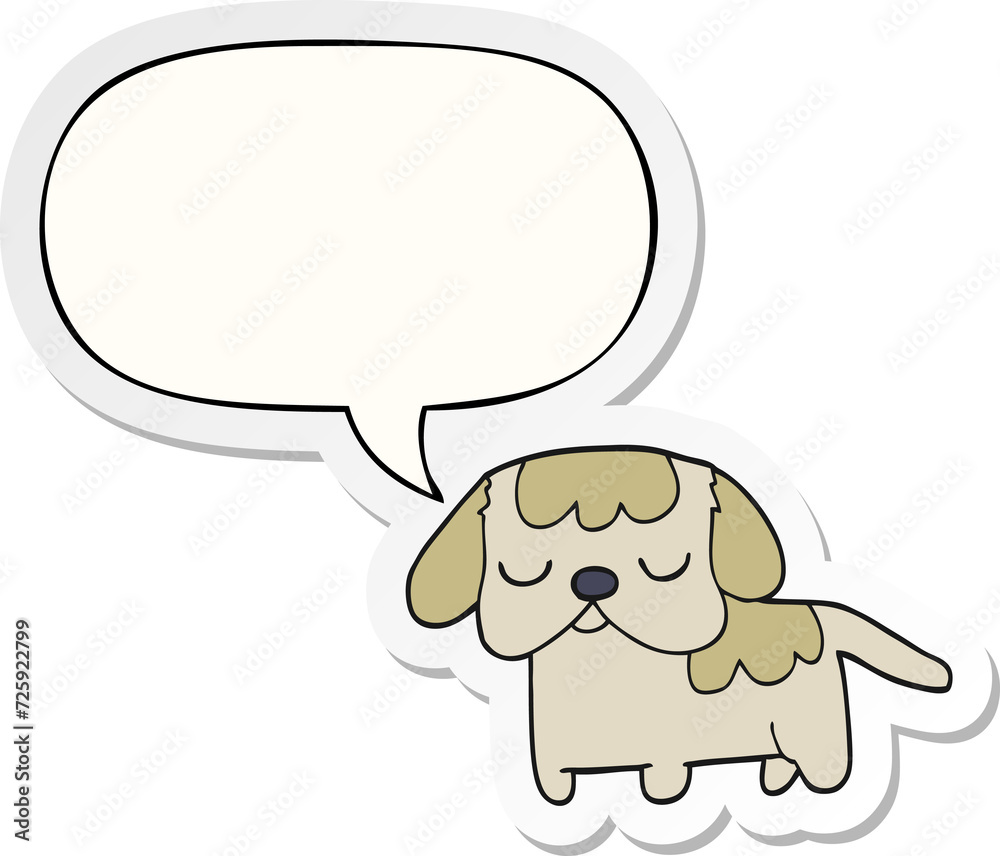 cute cartoon puppy and speech bubble sticker cute cartoon puppy and speech bubble sticker
