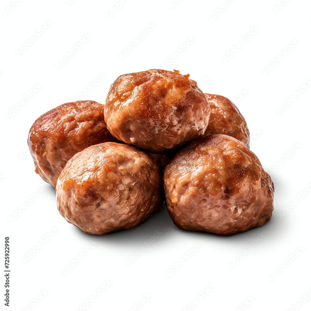 a pork meatballs on the dark surface, studio light , isolated on white background a pork meatballs on the dark surface, studio light , isolated on white background