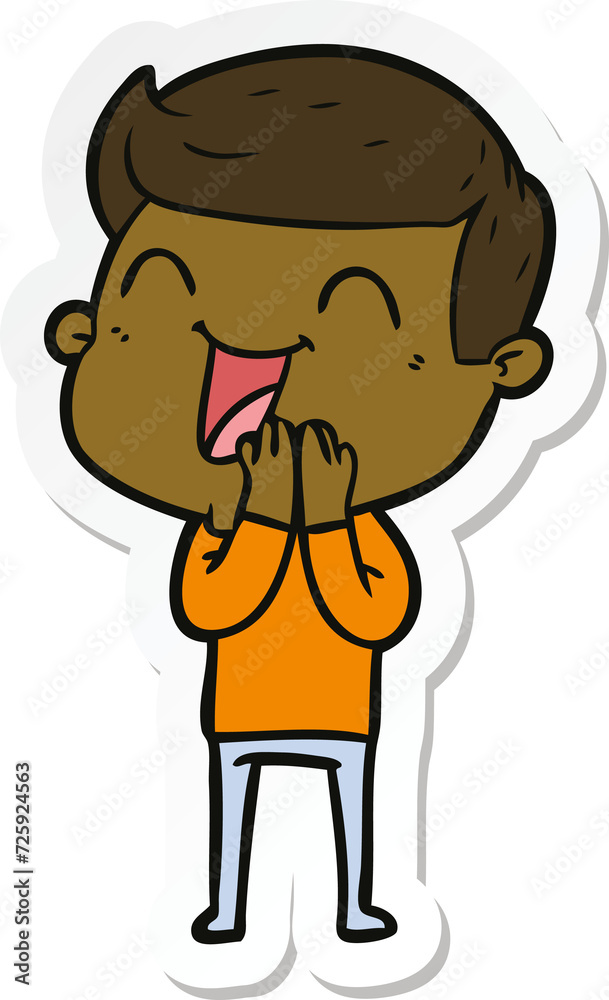 sticker of a cartoon man laughing