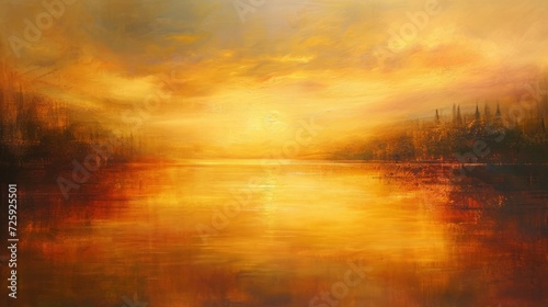 Sunset on the lake. Beautiful sunset over the lake. Natural background. A breathtaking sunrise over a tranquil lake, casting a warm, golden glow on the water's surface. 