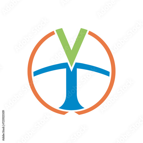 Letter V T logo line art with creative design vector	
