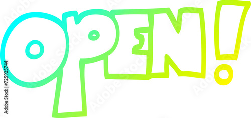 cold gradient line drawing cartoon open sign