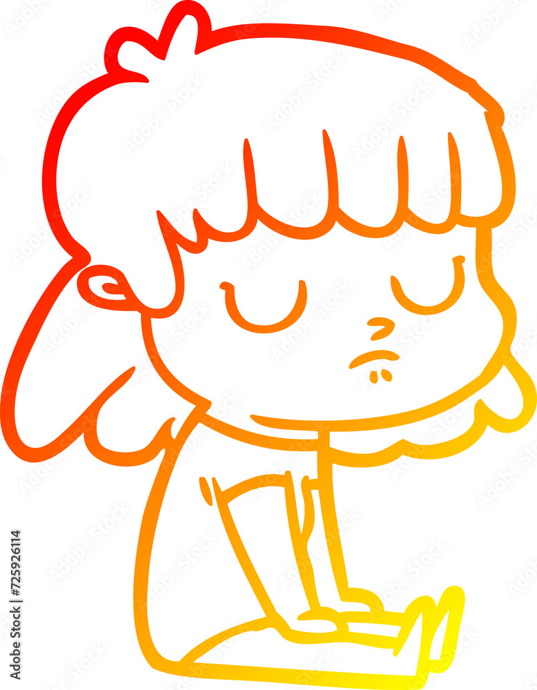 warm gradient line drawing cartoon indifferent woman warm gradient line drawing cartoon indifferent woman