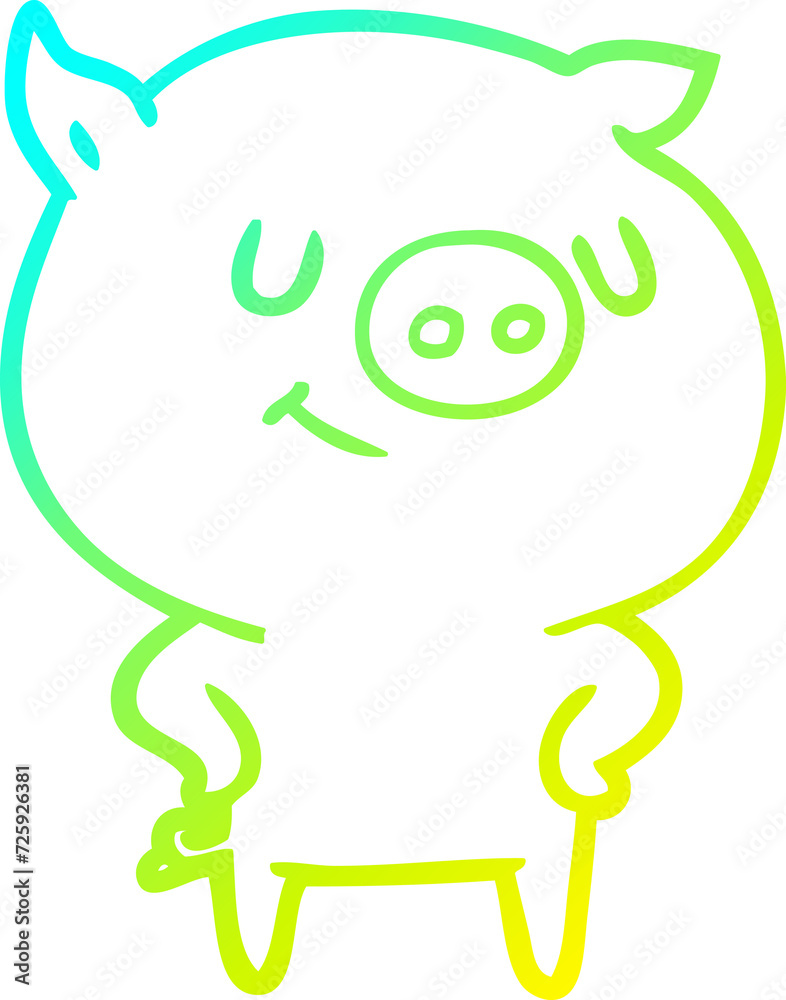 cold gradient line drawing happy cartoon pig cold gradient line drawing happy cartoon pig