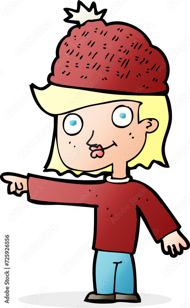 cartoon woman wearing winter hat cartoon woman wearing winter hat