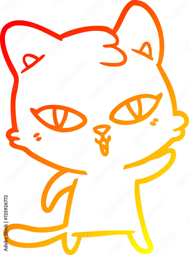 Fototapeta premium warm gradient line drawing cartoon cat