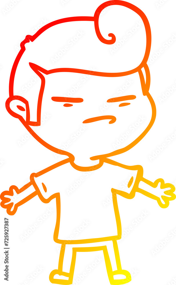 warm gradient line drawing cartoon cool guy with fashion hair cut warm gradient line drawing cartoon cool guy with fashion hair cut