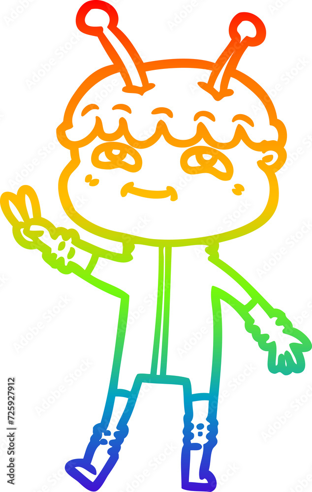 rainbow gradient line drawing friendly cartoon spaceman rainbow gradient line drawing friendly cartoon spaceman