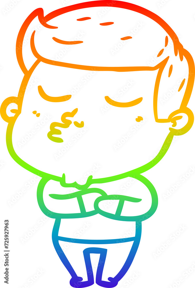 rainbow gradient line drawing cartoon model guy pouting rainbow gradient line drawing cartoon model guy pouting