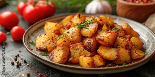 Plate with Fresh Potato and More! Double the Deliciousness - Tasty and Satisfying - Soft Natural Light