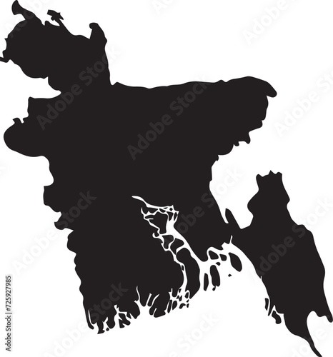 Bangladesh map silhouette line country Asia map illustration vector outline Asian isolated on white background