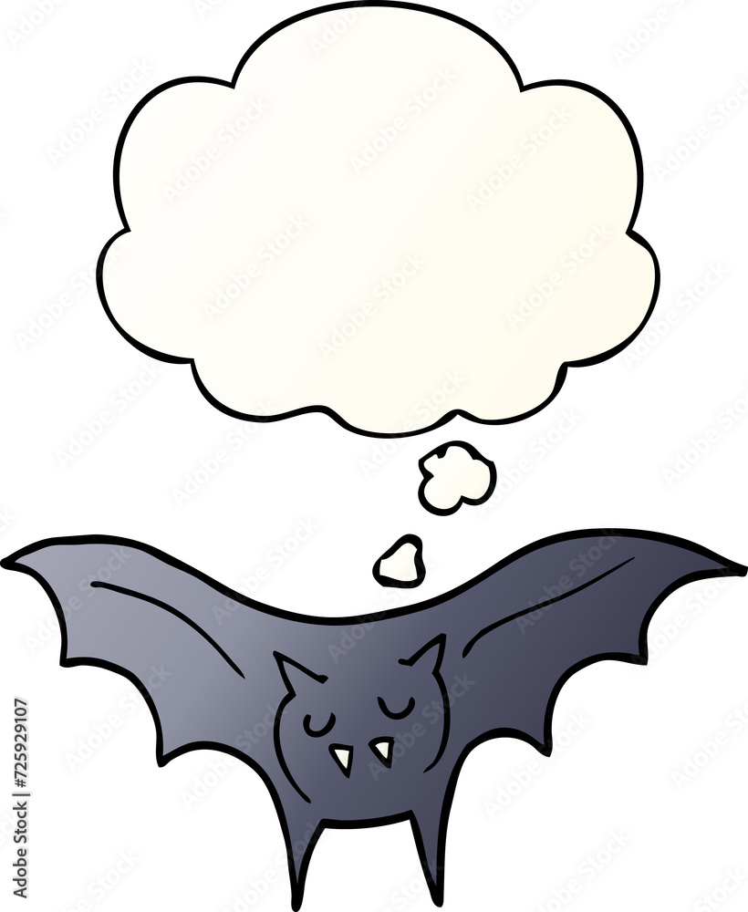 cartoon vampire bat and thought bubble in smooth gradient style cartoon vampire bat and thought bubble in smooth gradient style