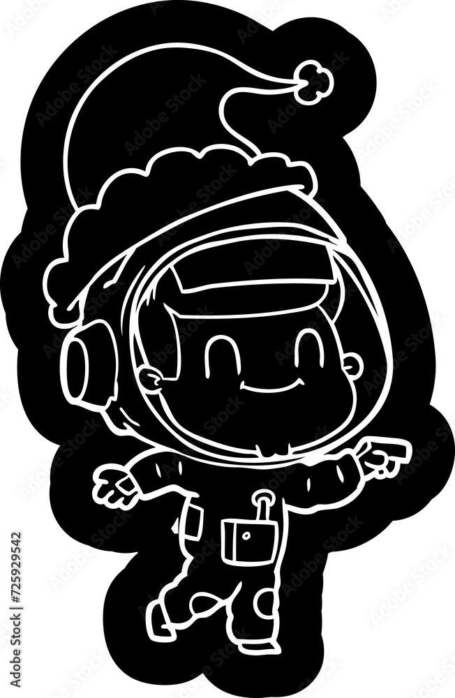 happy cartoon icon of a astronaut man wearing santa hat happy cartoon icon of a astronaut man wearing santa hat