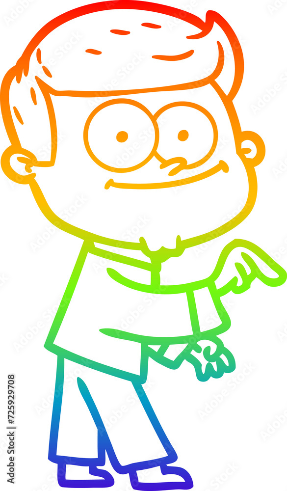 Obraz premium rainbow gradient line drawing cartoon happy man