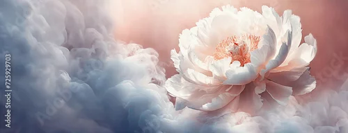 Panel kuchenny z motywem Piwonia i dym, różowa tapeta w kwiaty, puste miejsce