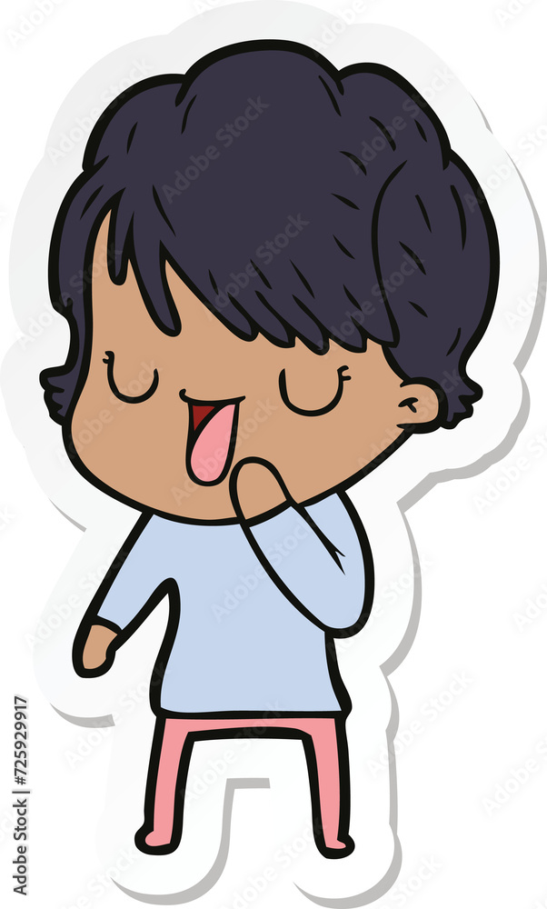 sticker of a cartoon woman talking sticker of a cartoon woman talking