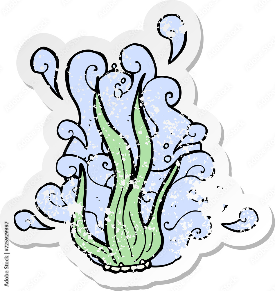 Obraz premium retro distressed sticker of a cartoon seaweed