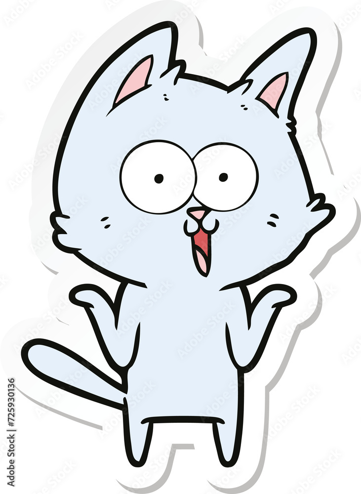 sticker of a funny cartoon cat sticker of a funny cartoon cat