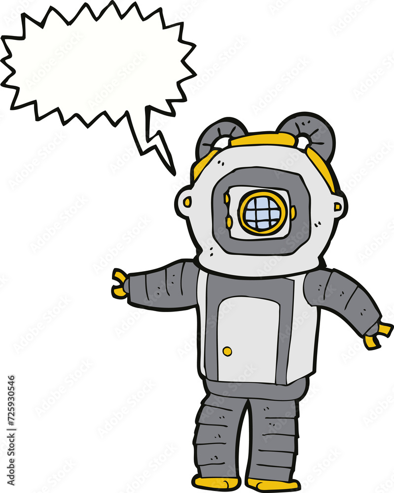 cartoon deep sea diver with speech bubble cartoon deep sea diver with speech bubble