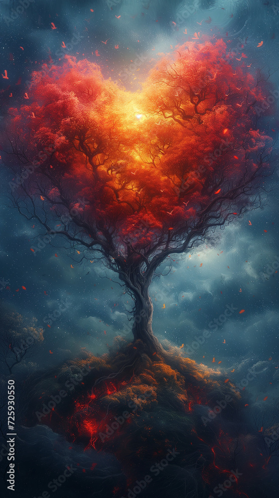 Fototapeta premium Red heart shaped confetti. AI generated art illustration.