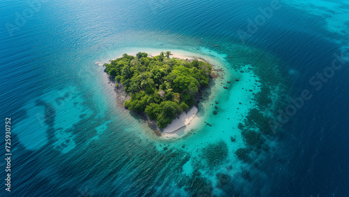 Coral Haven: An Aerial Perspective of a Small Island in the Pacific © 대연 김