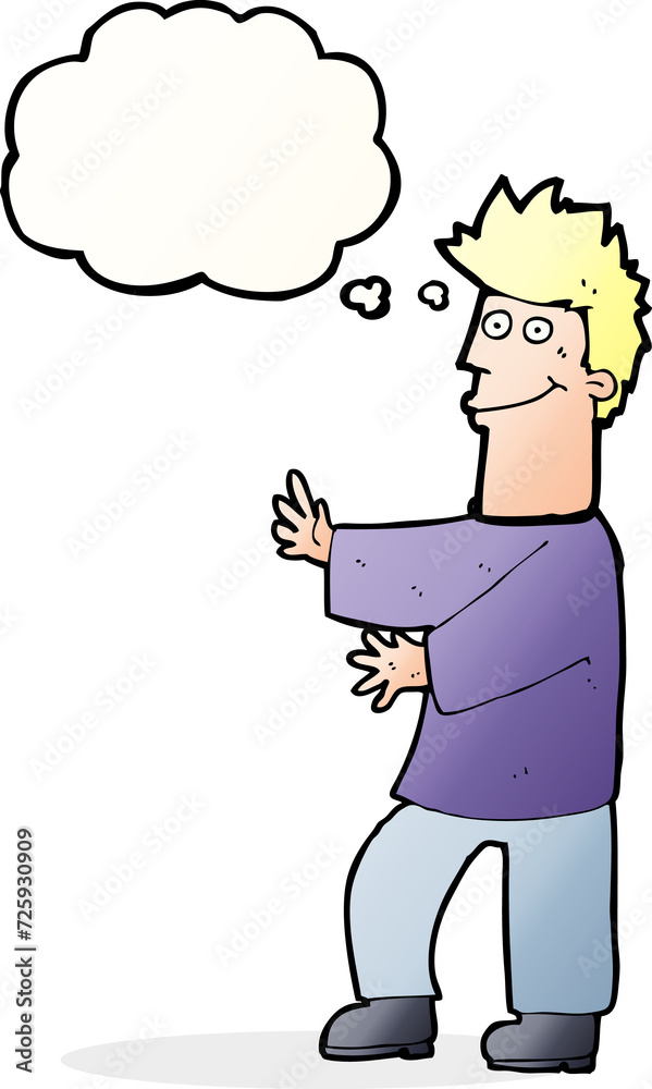 cartoon happy man with thought bubble cartoon happy man with thought bubble