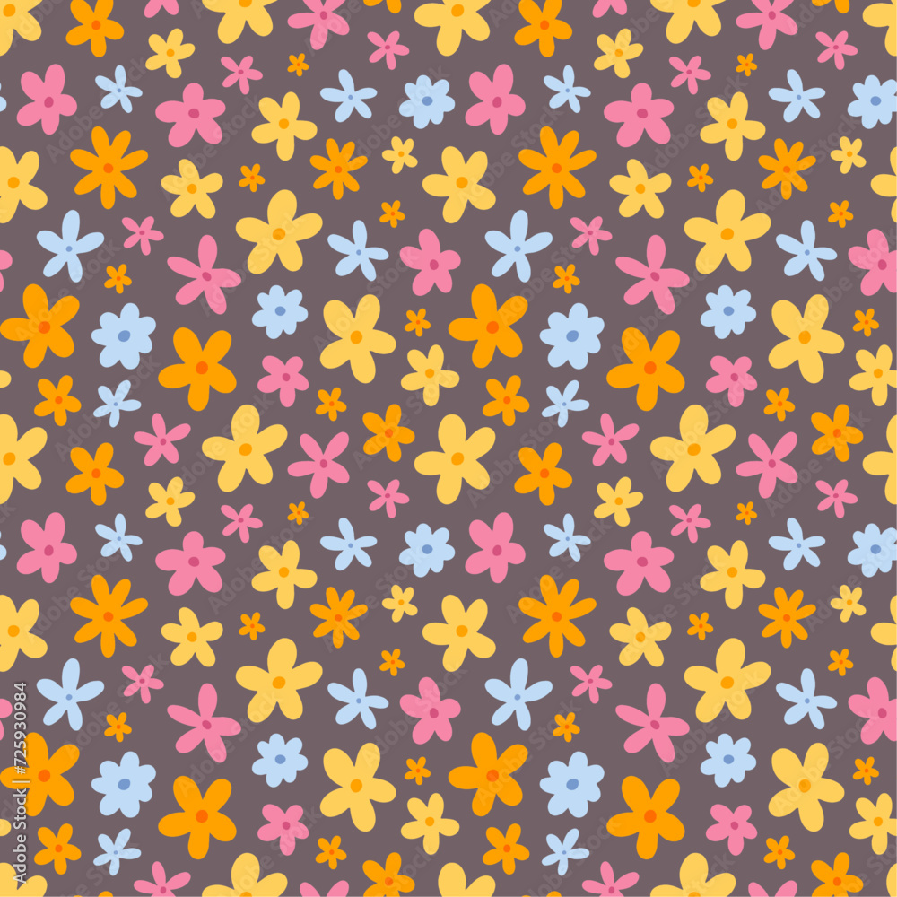 Vector seamless pattern with cute little flowers, colourful floral design for textile, fabric design, wrapping paper, gifts, cards, banners Vector seamless pattern with cute little flowers, colourful floral design for textile, fabric design, wrapping paper, gifts, cards, banners
