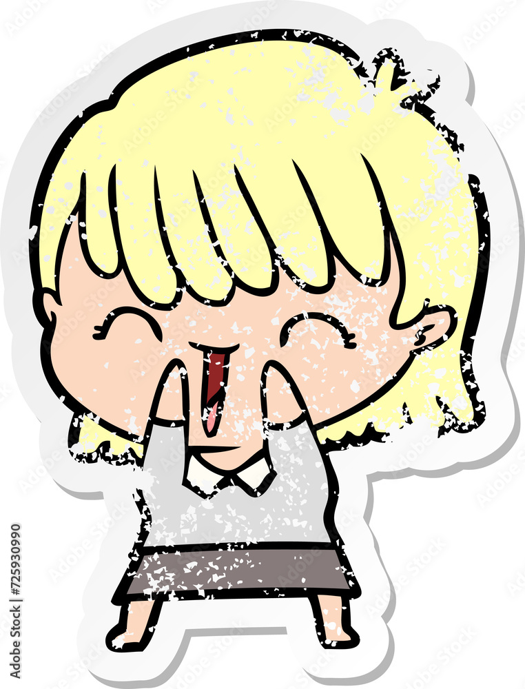 Fototapeta premium distressed sticker of a cartoon woman