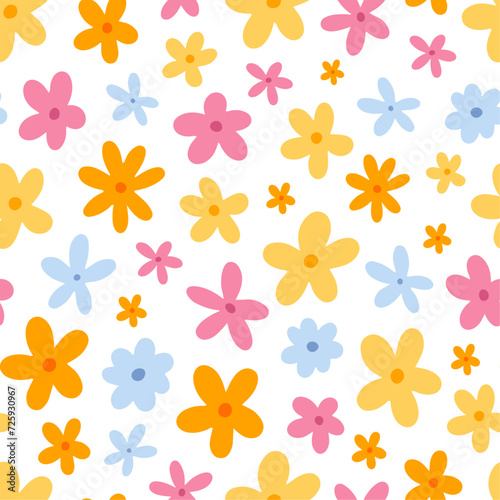 seamless pattern with little colourful flowers for dolls textile 