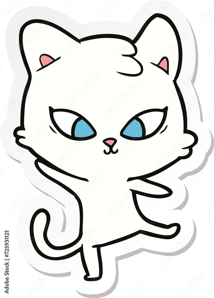 sticker of a cute cartoon cat sticker of a cute cartoon cat