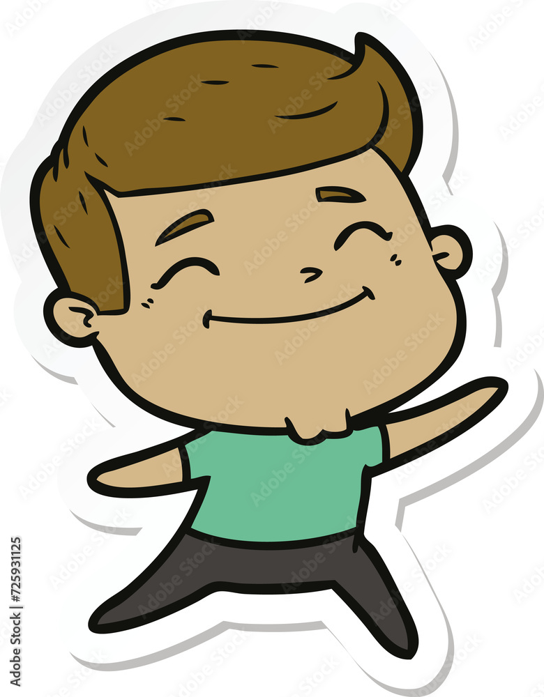 sticker of a happy cartoon man sticker of a happy cartoon man