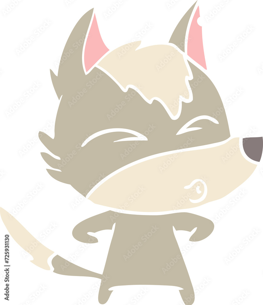flat color style cartoon wolf whistling flat color style cartoon wolf whistling