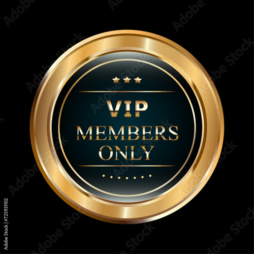 Badge for members only. Internet button on a white background. VIP members only have a black chip with a gold outline and stars.