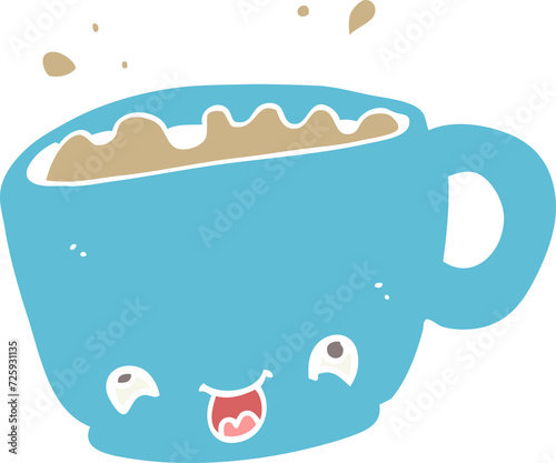 flat color style cartoon cup of coffee