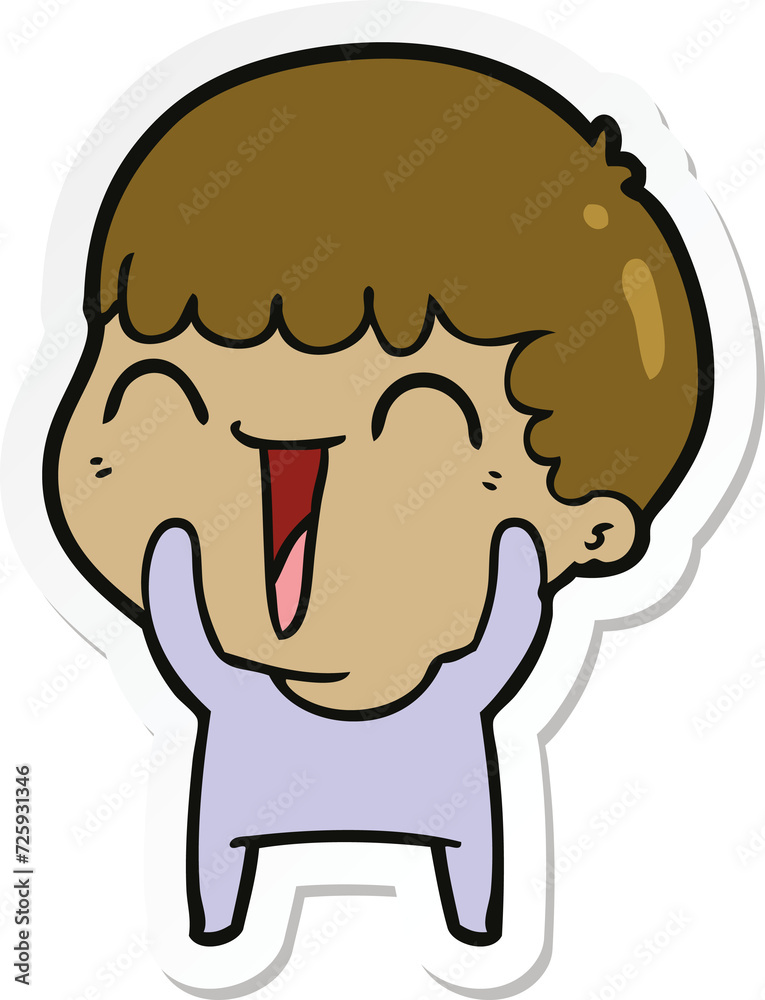 sticker of a cartoon happy man sticker of a cartoon happy man