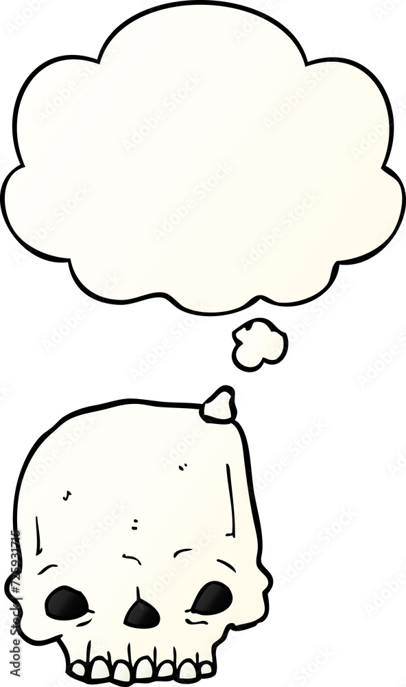 cartoon spooky skull and thought bubble in smooth gradient style cartoon spooky skull and thought bubble in smooth gradient style