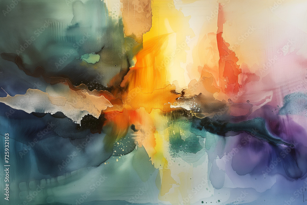 Abstract Watercolor Sunset Gradient