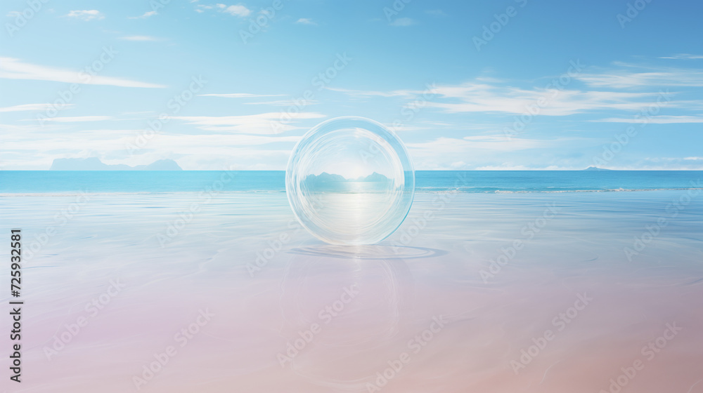 Crystal Sphere on Serene Pastel Beach Crystal Sphere on Serene Pastel Beach
