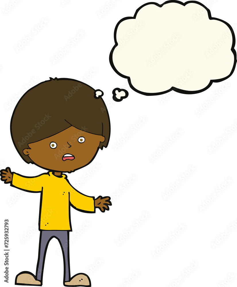 cartoon unhappy boy with thought bubble cartoon unhappy boy with thought bubble