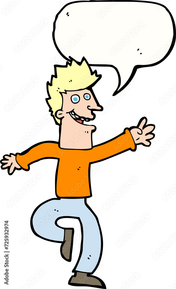cartoon happy man with speech bubble cartoon happy man with speech bubble
