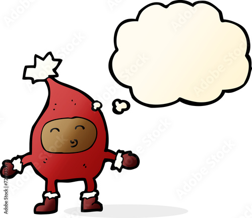 cartoon funny christmas character with thought bubble