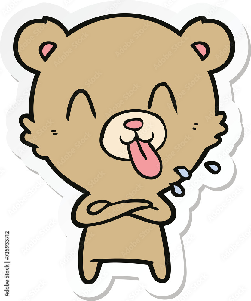 sticker of a rude cartoon bear sticker of a rude cartoon bear