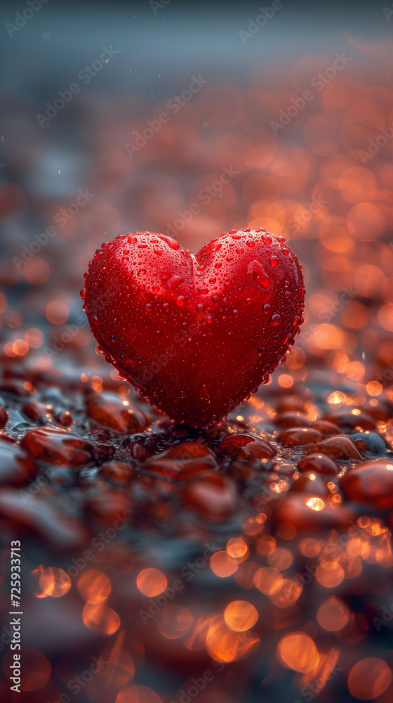 Red heart shaped confetti. AI generated art illustration. Red heart shaped confetti. AI generated art illustration.