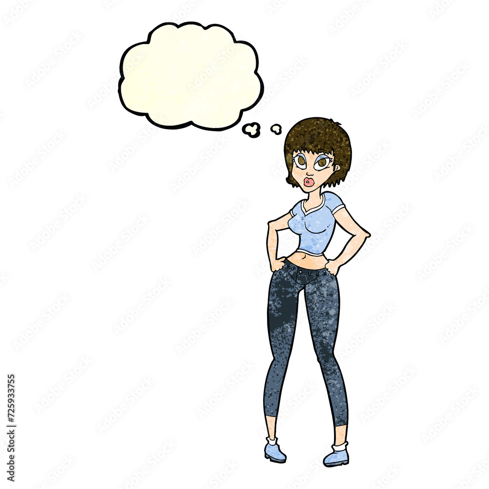 cartoon pretty woman with thought bubble cartoon pretty woman with thought bubble