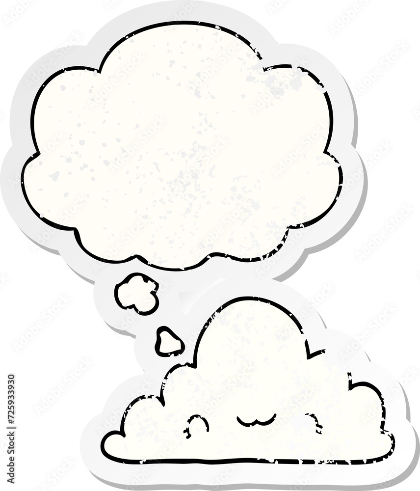 cute cartoon cloud and thought bubble as a distressed worn sticker cute cartoon cloud and thought bubble as a distressed worn sticker