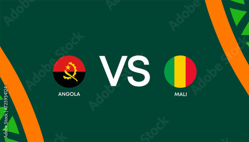 Karachi, Pakistan - march 30, 2023: Africa Cup of Nations Cote d'Ivoire 2023-2024, Angola vs MaliVector Illustration. photo